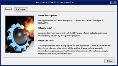KDE 3 Crash HandlerDialog