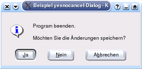 Thumbnail for File:Shell Scripting with KDE Dialogs de-yesnocancel.png