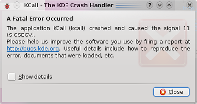 KDE 4 Crash Handler Dialog