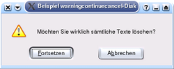 Thumbnail for File:Shell Scripting with KDE Dialogs de-warningcontinuecancel dlg.png